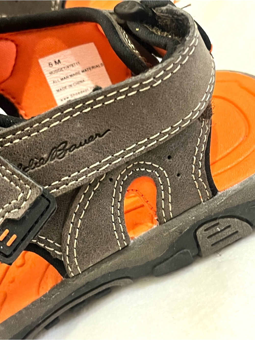 Eddie Bauer Kids Orange & Brown Active Sandals w Adjustable Sport Velcro Straps - Picture 13 of 16